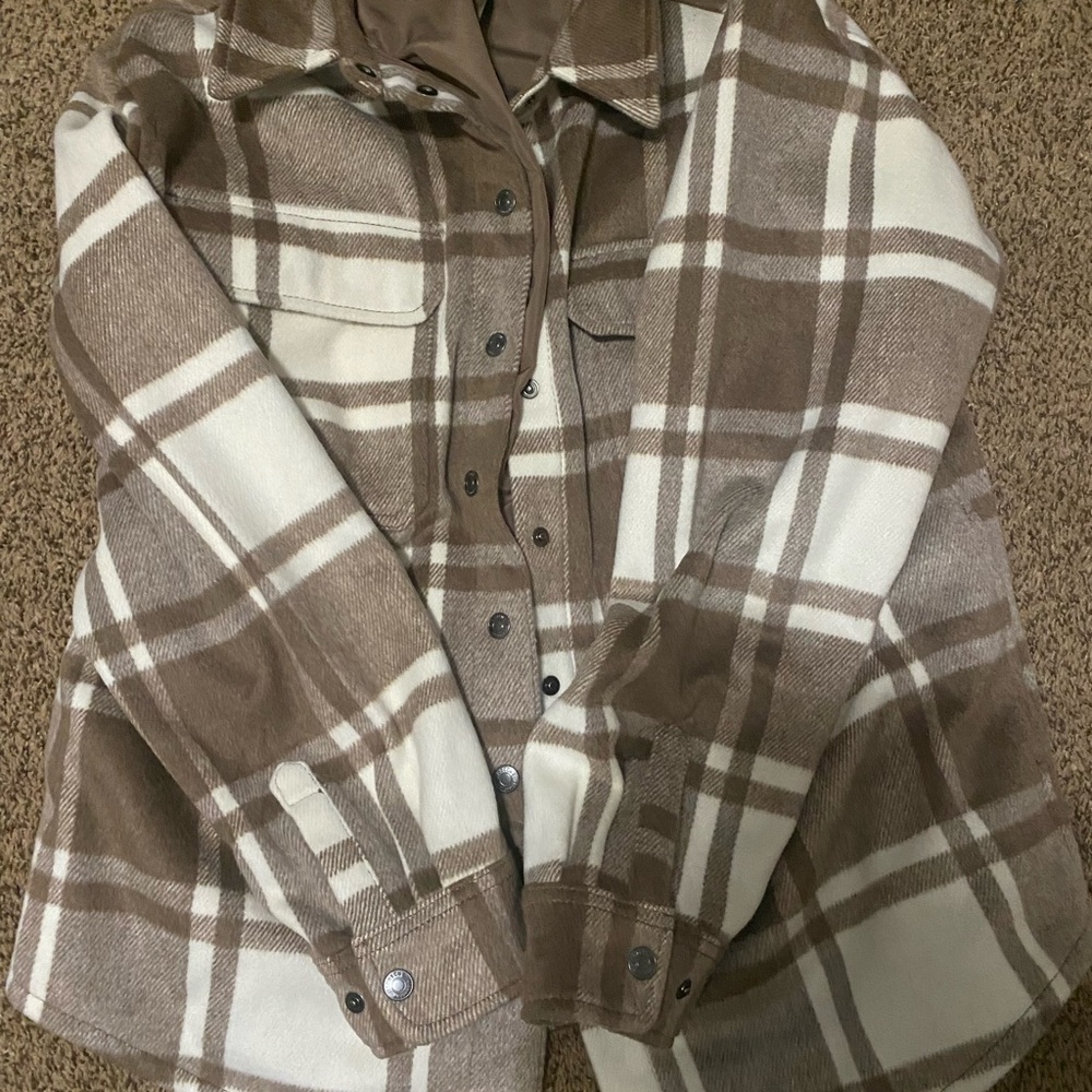 Brown and Cream Plaid Jacket